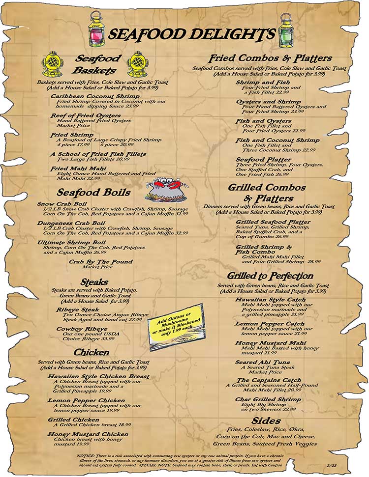 Moby Dicks Restaurant Menu Port Aransas